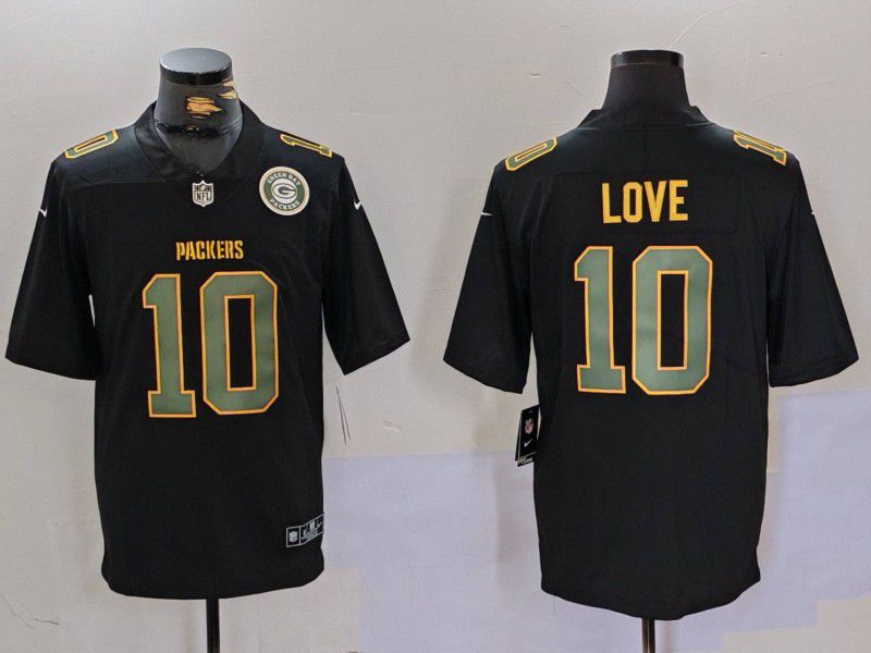 Men Green Bay Packers #10 Love Black Fashion 2024 Nike Limited NFL Jersey style 2